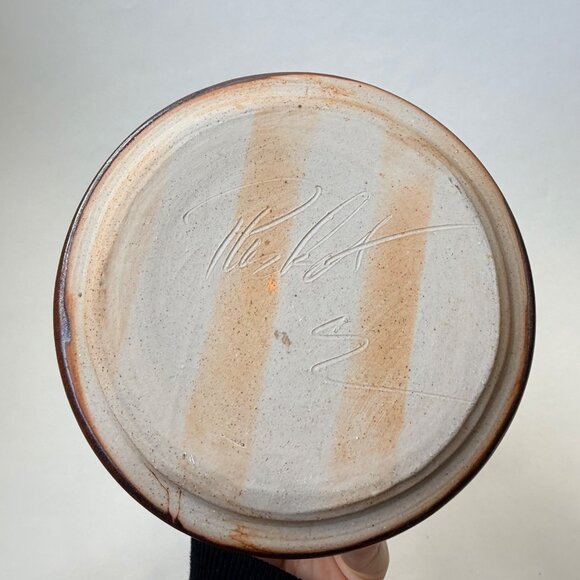 Vintage Artist-Made Signed Pottery Teapot Brown glazed Stoneware - Picture 6 of 6